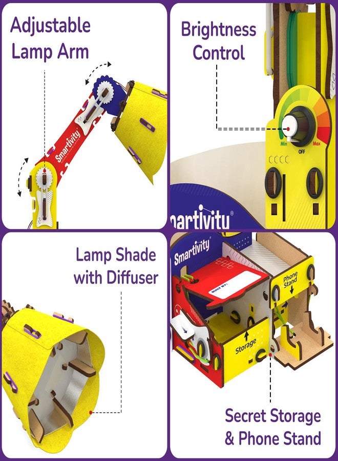 سمارتيفيتي مصباح طاولة ذكي قابل للتعديل للأطفال من عمر 8 إلى 14 عامًا | مصباح يعمل بمنفذ USB-C مع حامل للهاتف ومنظم | هدية عيد ميلاد للأولاد والبنات | لعبة تعليمية للأطفال من عمر 8 إلى 14 عامًا - Image 4
